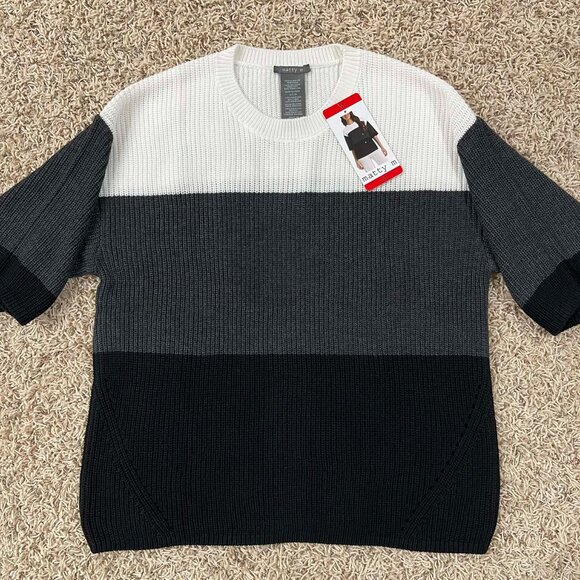 Matty M Women's Elbow Sleeve Colorblock Sweater, Size Medium (New) - Picture 4 of 13